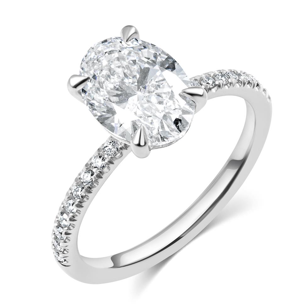 Platinum Oval Cut Diamond Solitaire Engagement Ring 2.31ct Thumbnail Image 0
