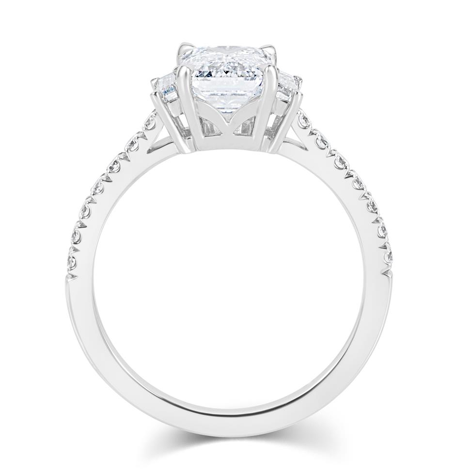 Platinum Emerald Cut Diamond Three Stone Engagement Ring 2.17ct Thumbnail Image 3