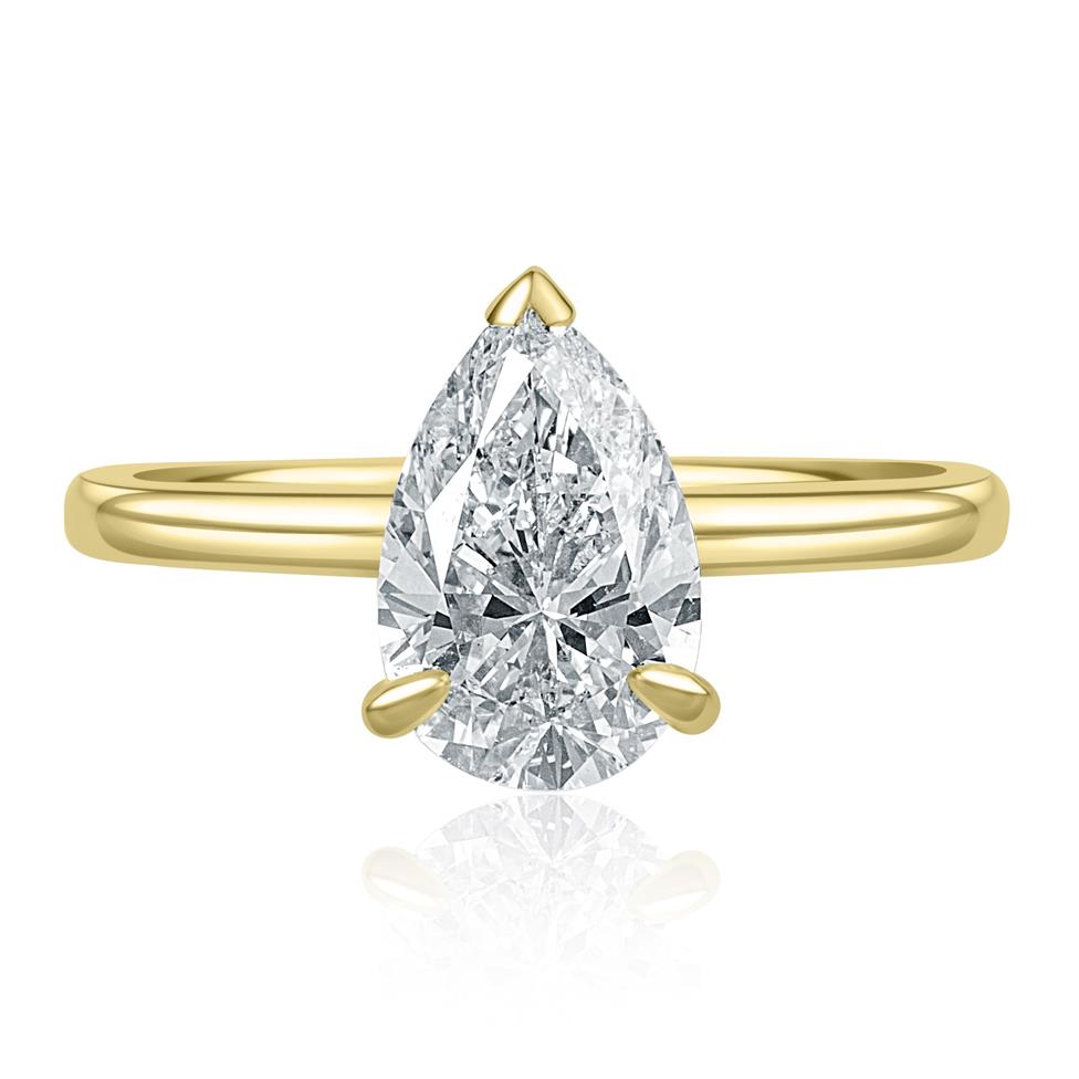 18ct Yellow Gold Pear Shape Diamond Solitaire Engagement Ring 2.12ct  Thumbnail Image 1