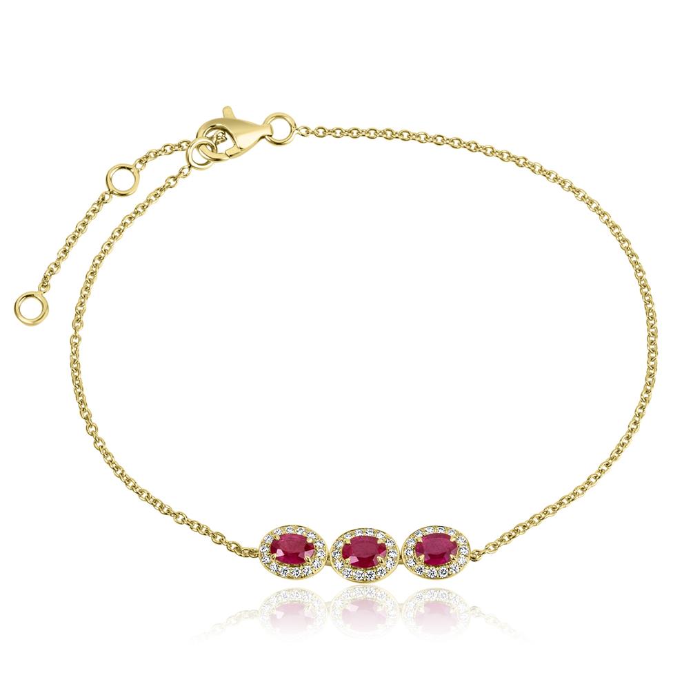 Camellia 18ct Yellow Gold Ruby and Diamond Bracelet Thumbnail Image 0
