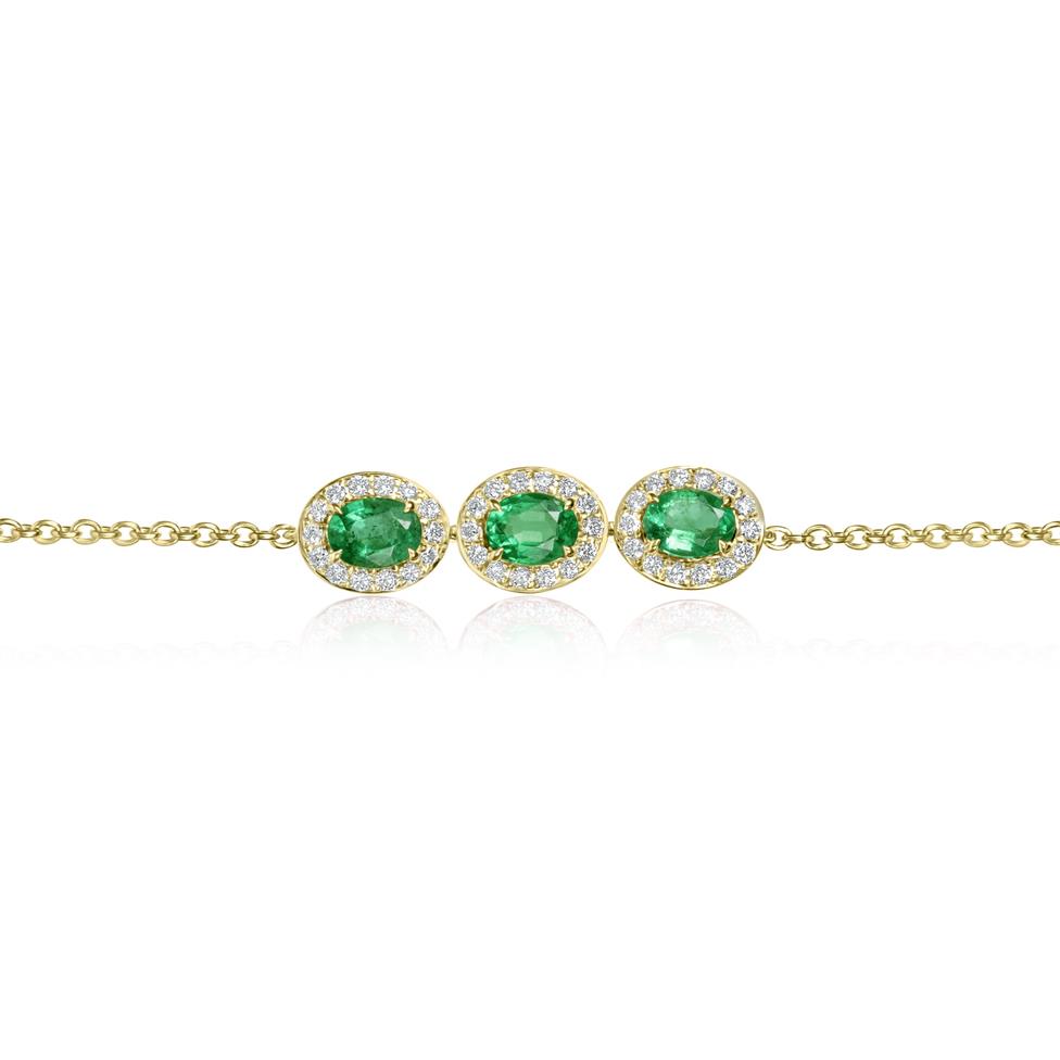Camellia 18ct Yellow Gold Emerald and Diamond Bracelet Thumbnail Image 1