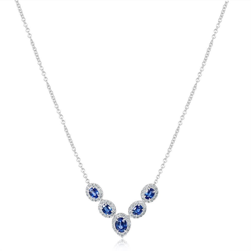 Camellia 18ct White Gold Sapphire and Diamond Necklace Image 1