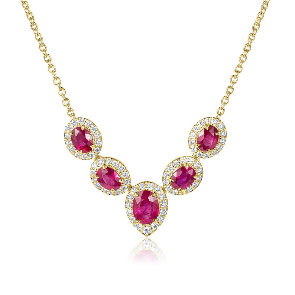 Camellia 18ct Yellow Gold Ruby and Diamond Necklace  Thumbnail Image 1