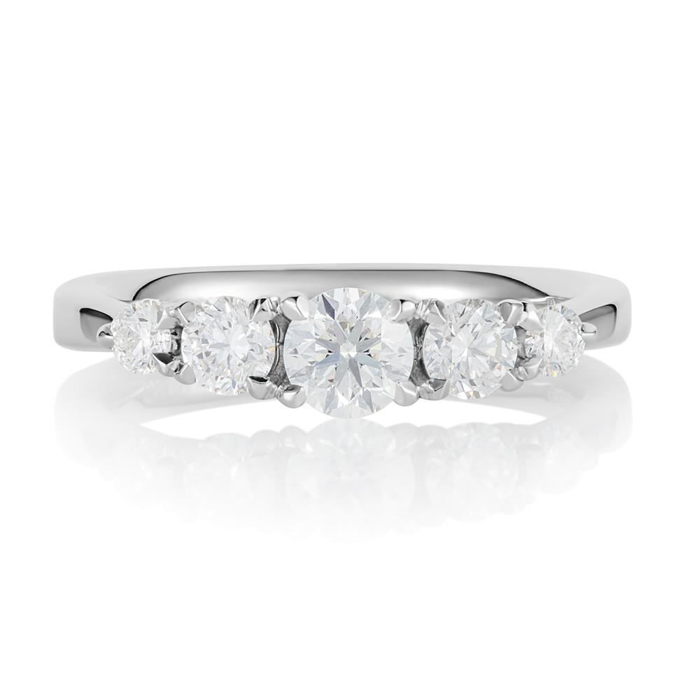 Platinum Five Stone Diamond Engagement Ring 0.80ct Thumbnail Image 1