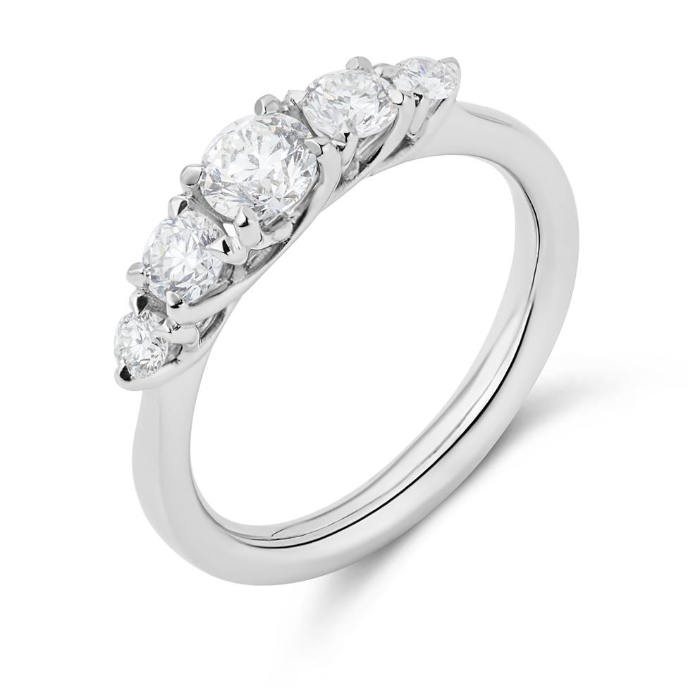 Platinum Five Stone Diamond Engagement Ring 0.80ct Image 1