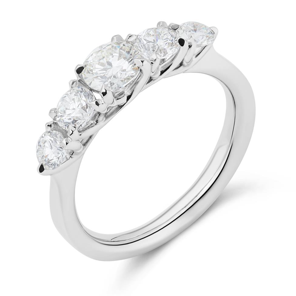 Platinum Five Stone Diamond Engagement Ring 1.25ct Thumbnail Image 0