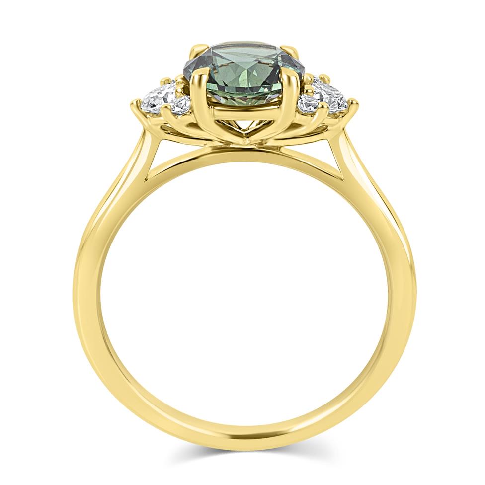 18ct Yellow Gold Teal Sapphire and Diamond Engagement Ring 1.70ct Thumbnail Image 2