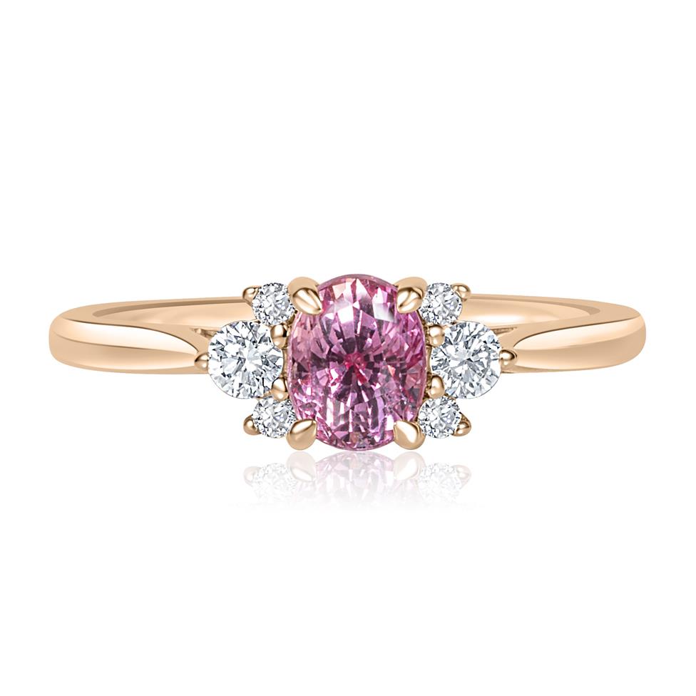 18ct Rose Gold Padparadscha Sapphire and Diamond Engagement Ring 1.07ct Thumbnail Image 1