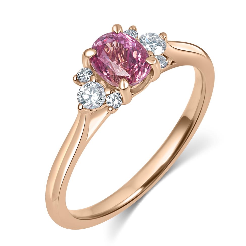 18ct Rose Gold Padparadscha Sapphire and Diamond Engagement Ring 1.07ct Thumbnail Image 0