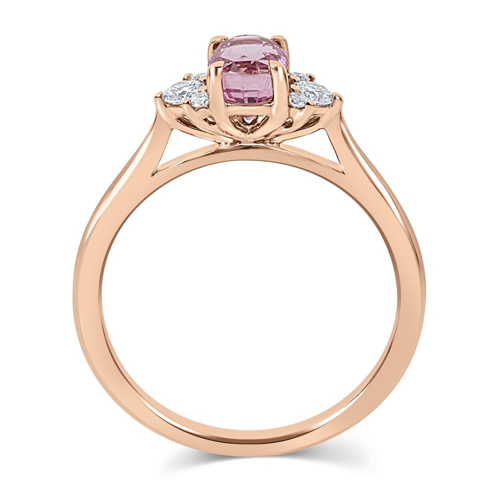 18ct Rose Gold Padparadscha Sapphire and Diamond Engagement Ring 1.07ct Thumbnail Image 2