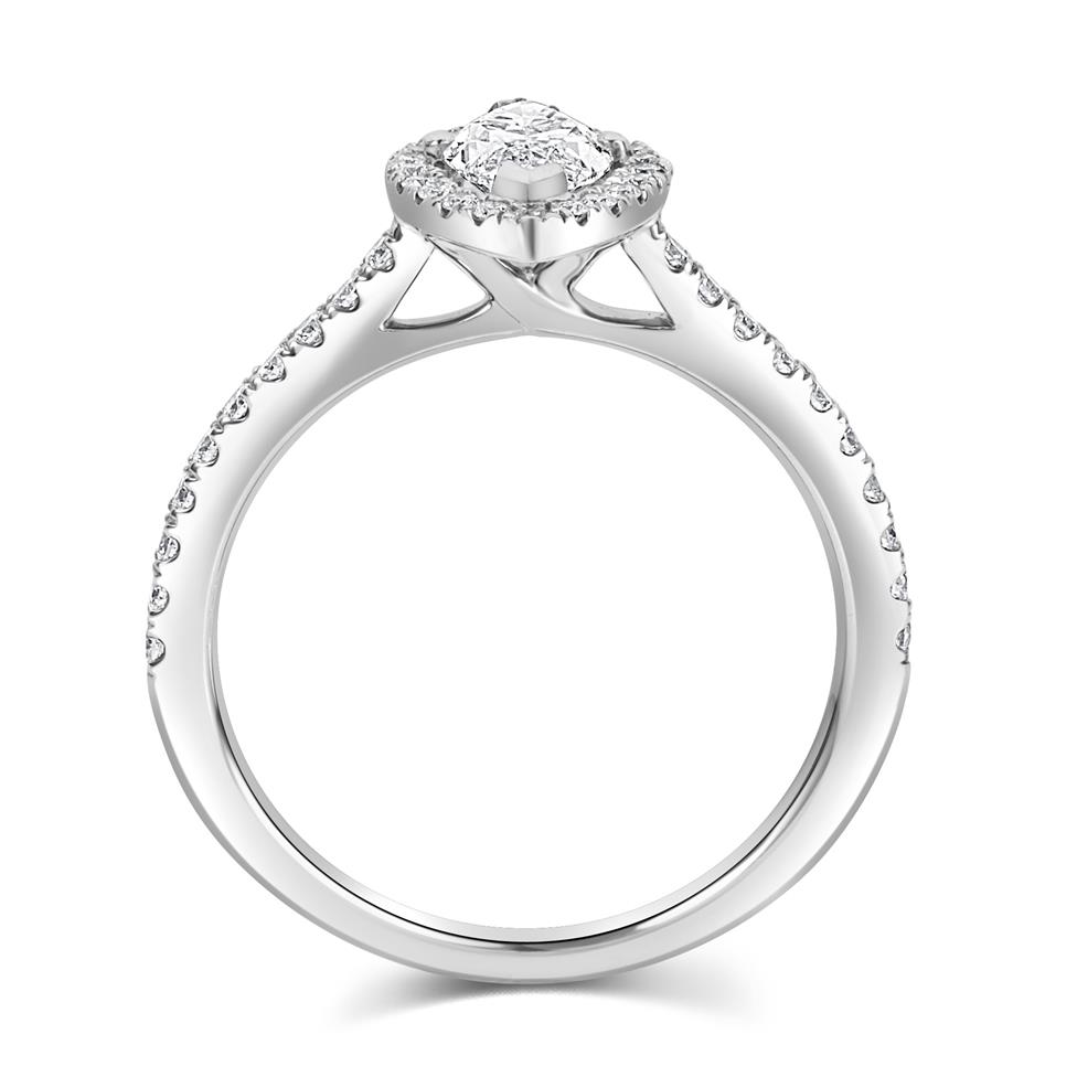 Platinum Marquise Cut Diamond Halo Engagement Ring 1.10ct Thumbnail Image 2