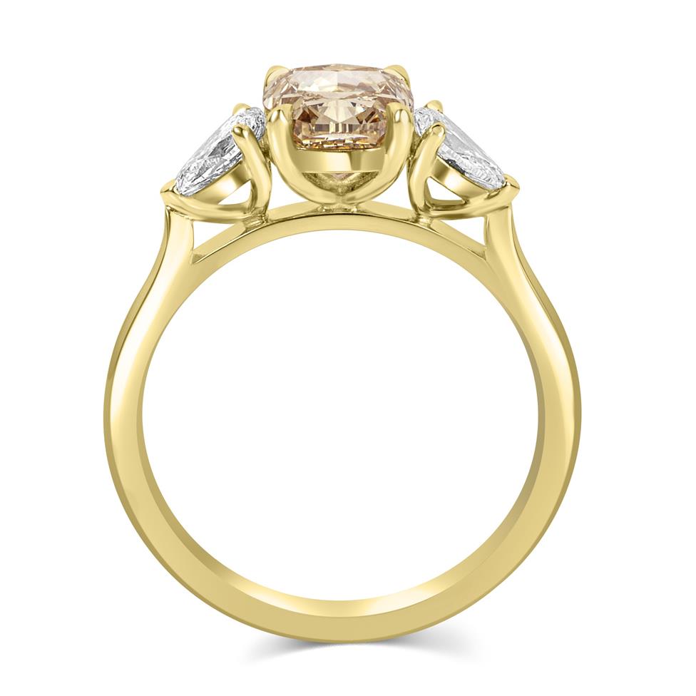 18ct Yellow Gold Cushion Cut Yellow Diamond Three Stone Engagement Ring 2.48ct Thumbnail Image 3