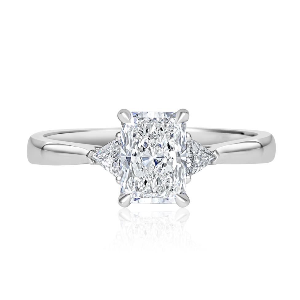 Platinum Radiant Cut and Trilliant Cut Three Stone Diamond Engagement Ring 1.01ct Thumbnail Image 1