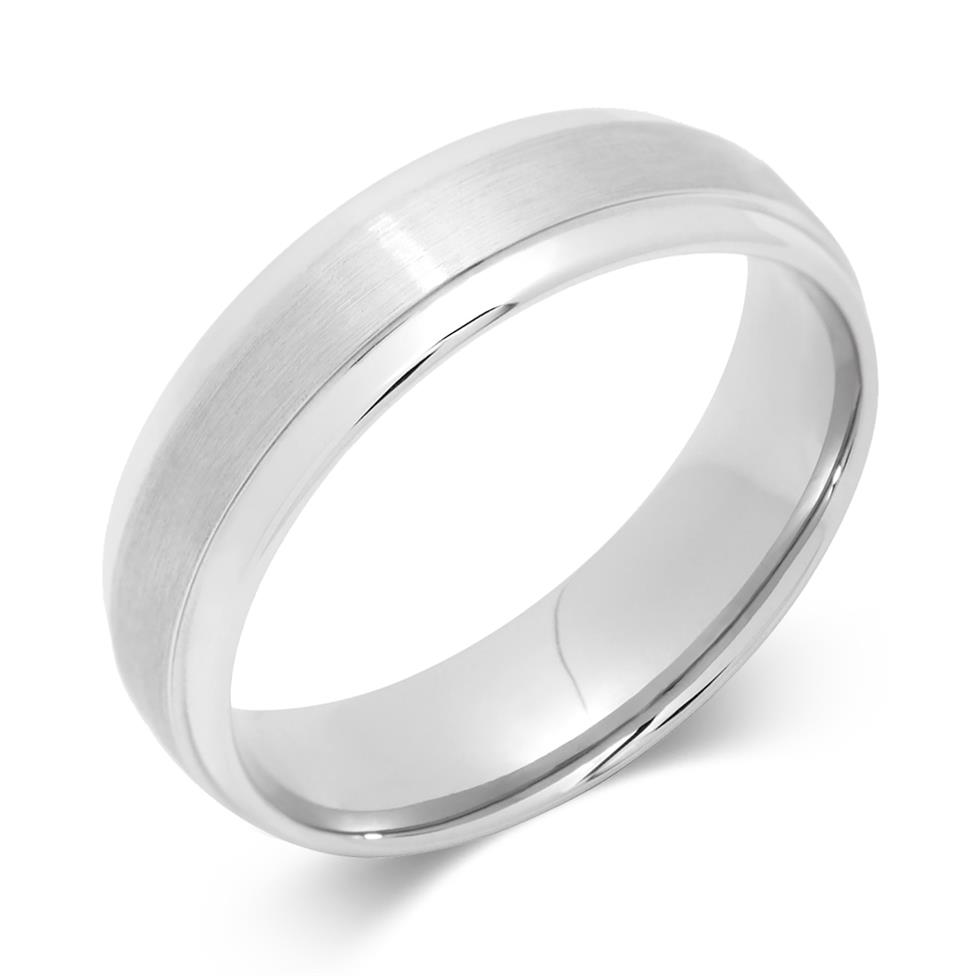 Platinum Ridge Detail Wedding Ring Thumbnail Image 0