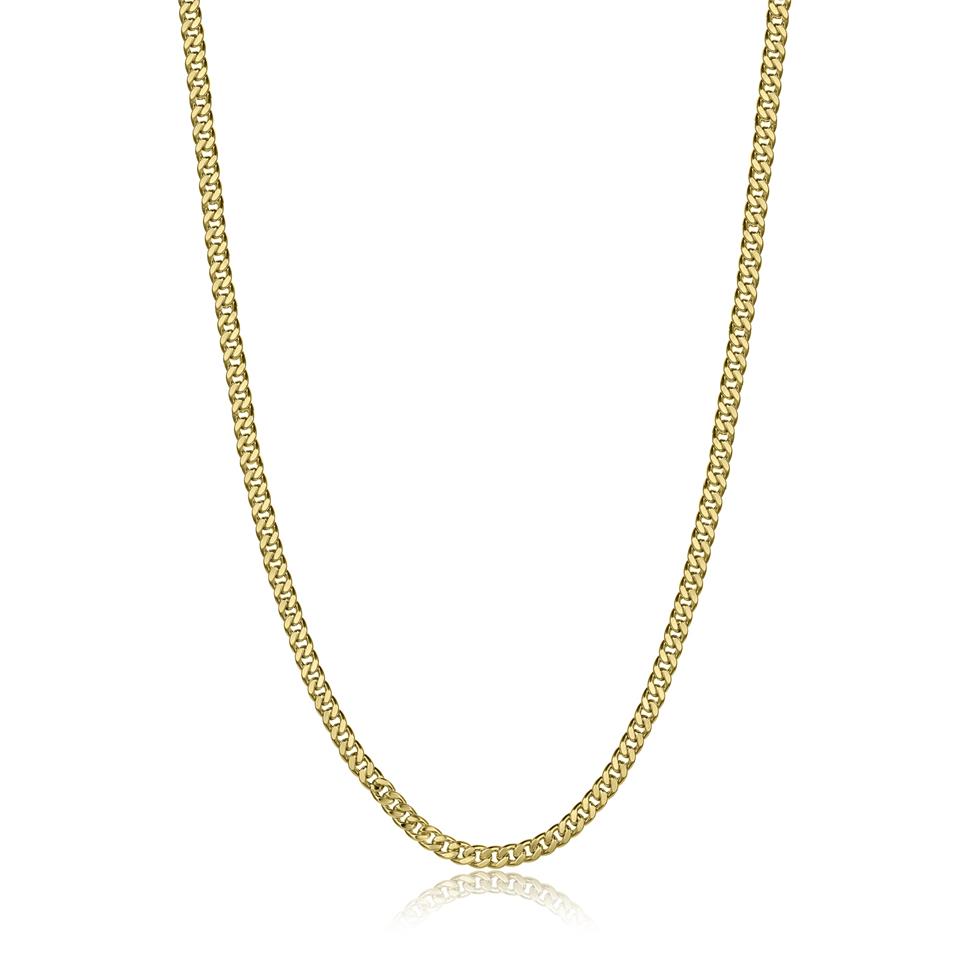 18ct Yellow Gold Flat Curb Link Necklace 50cm Thumbnail Image 1
