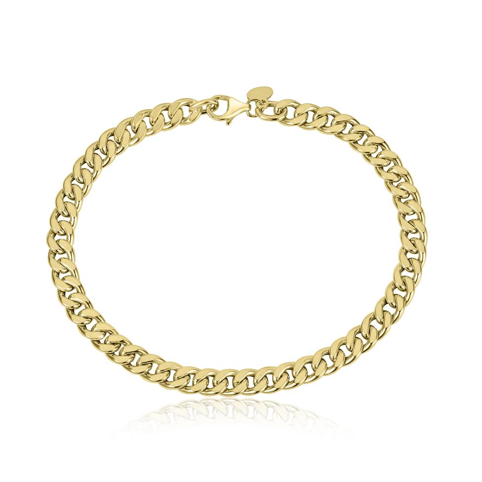18ct Yellow Gold Flat Curb Link Bracelet Thumbnail Image 0