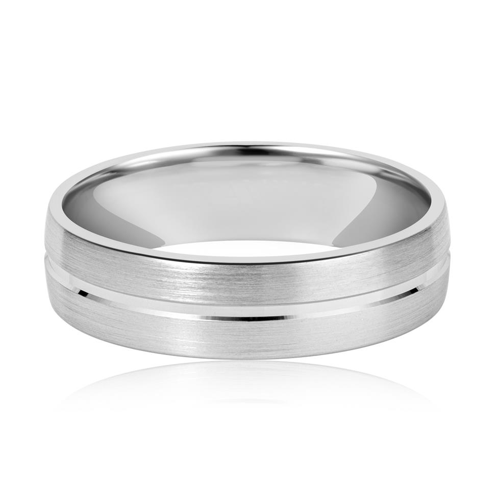 Platinum Groove Detail Wedding Ring Thumbnail Image 1