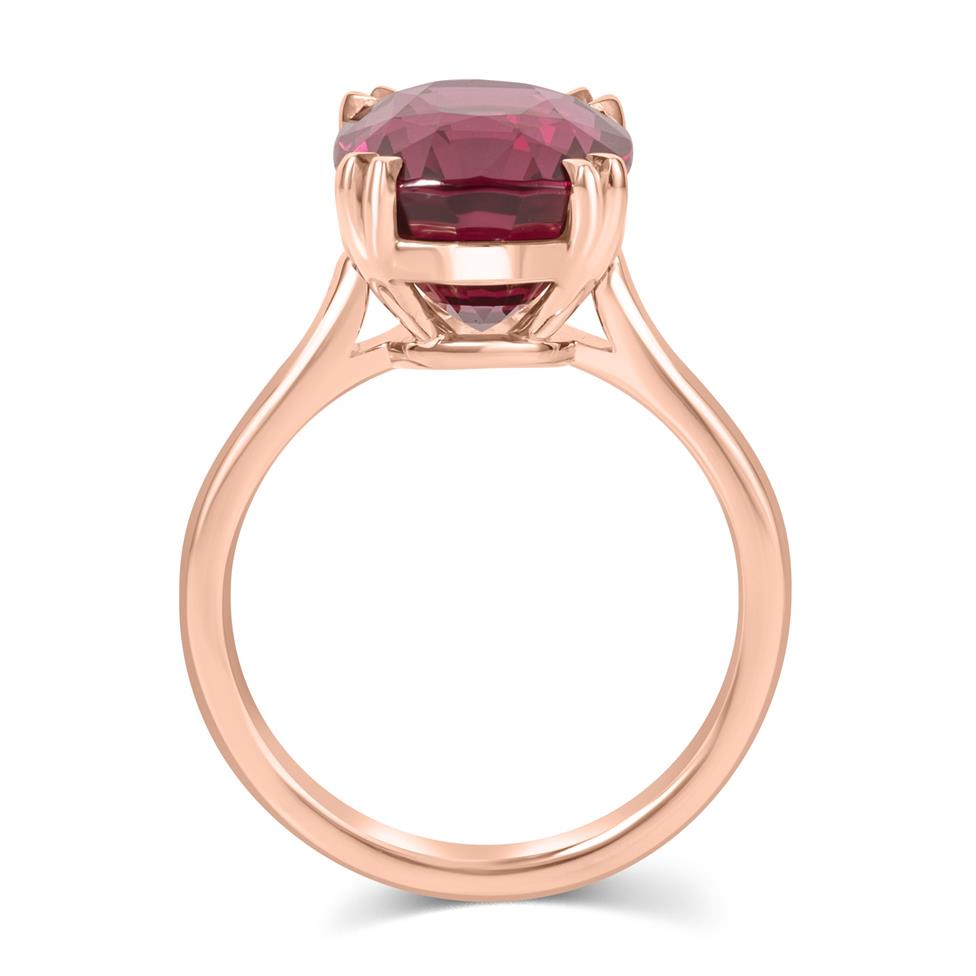 18ct Rose Gold Cushion Cut Rhodolite Garnet Cocktail Ring Thumbnail Image 2