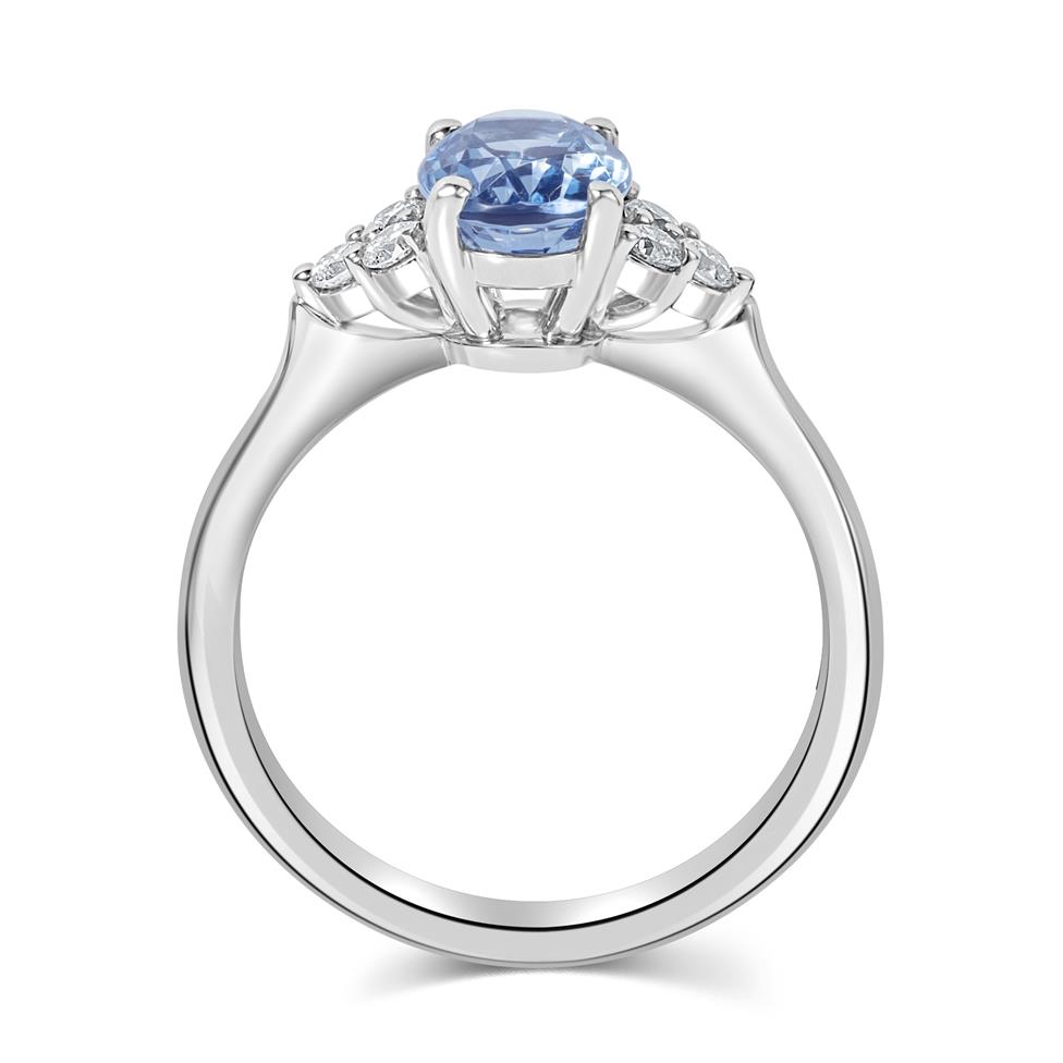 Platinum Oval Aquamarine and Diamond Dress Ring Thumbnail Image 2
