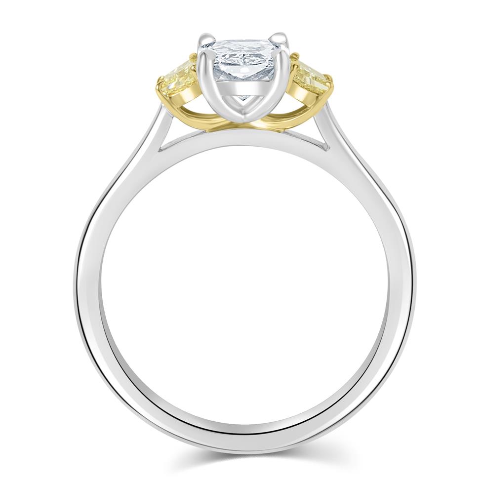 Platinum Radiant and Yellow Fancy Cut Diamond Three Stone Engagement Ring 1.27ct Thumbnail Image 3