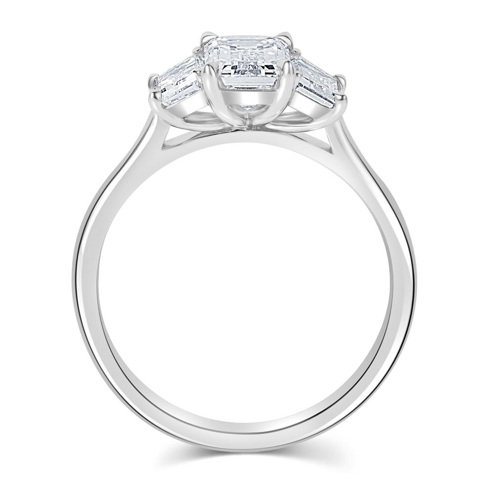 Platinum Emerald Cut Diamond Three Stone Engagement Ring 1.82ct Thumbnail Image 3