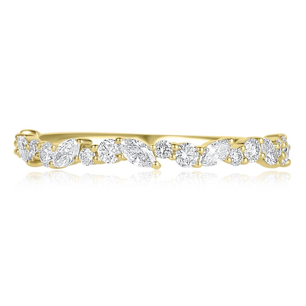 18ct Yellow Gold Marquise and Round Diamond Half Eternity Ring Thumbnail Image 1