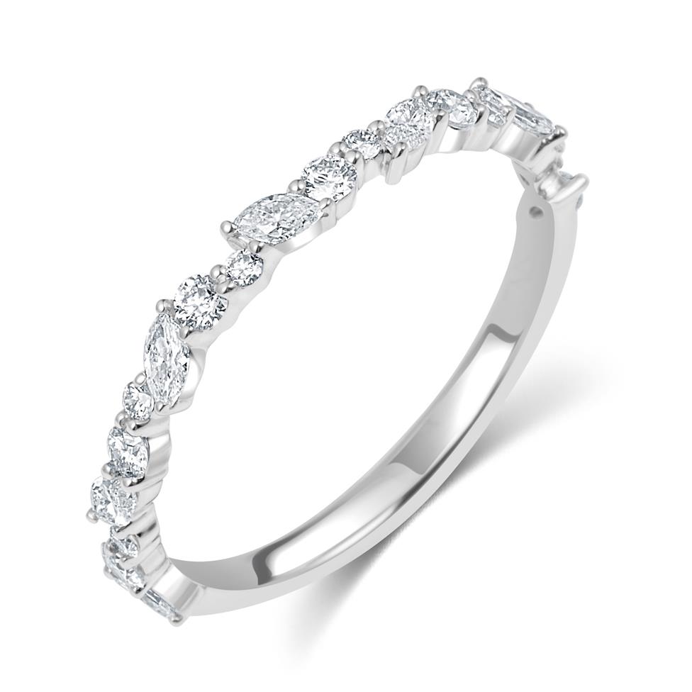 Platinum Marquise and Round Diamond Half Eternity Ring Thumbnail Image 0