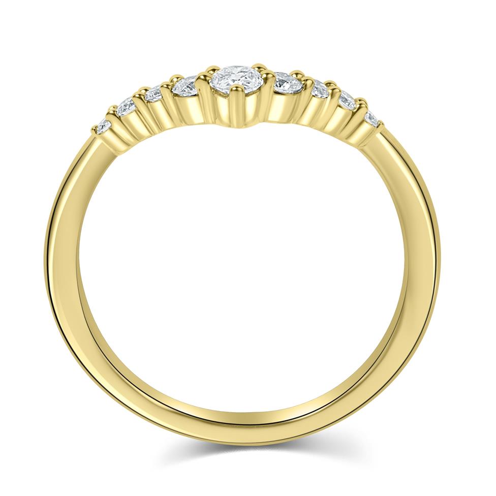 18ct Yellow Gold Diamond Set Shaped Wedding Ring 0.25ct Thumbnail Image 2