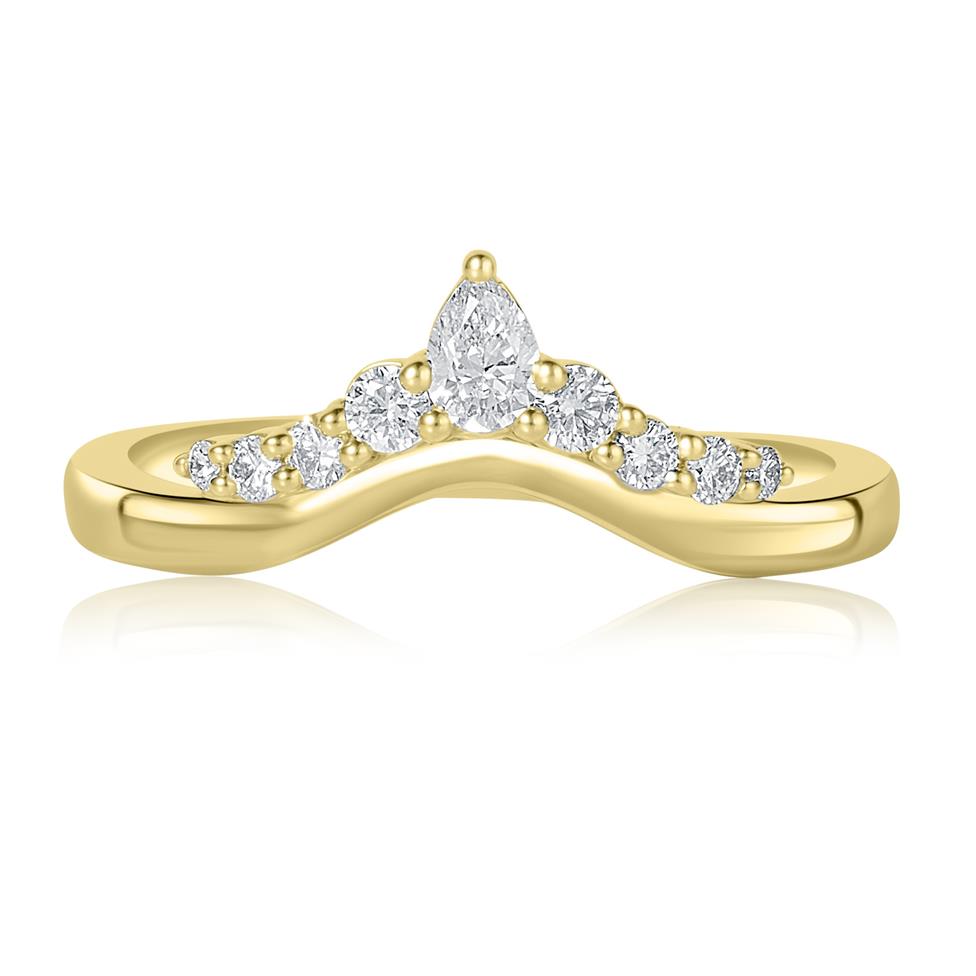 18ct Yellow Gold Diamond Set Shaped Wedding Ring 0.25ct Thumbnail Image 1