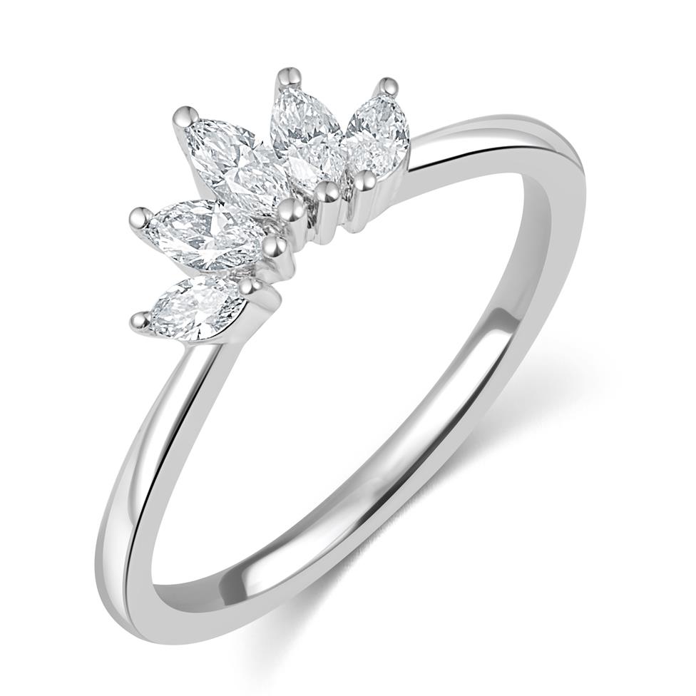 Platinum Marquise Diamond Set Wedding Ring 0.37ct Thumbnail Image 0