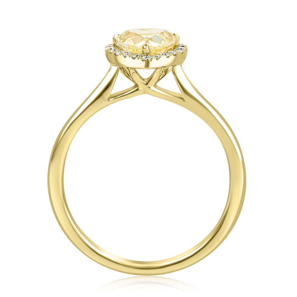 18ct Yellow Gold Heart Cut Yellow Diamond Halo Engagement Ring 0.80ct Thumbnail Image 3