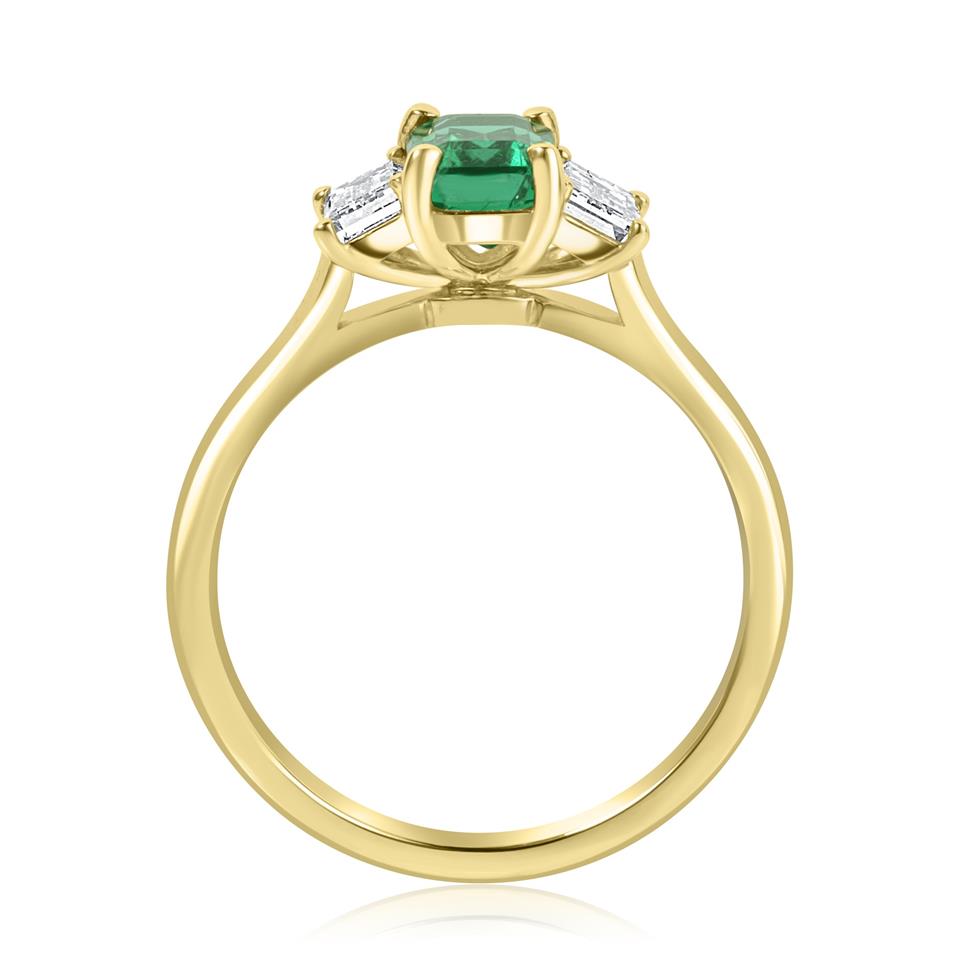 18ct Yellow Gold Emerald Three Stone Ring Thumbnail Image 2
