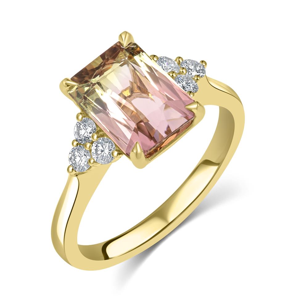 18ct Yellow Gold Watermelon Tourmaline Dress Ring Thumbnail Image 0