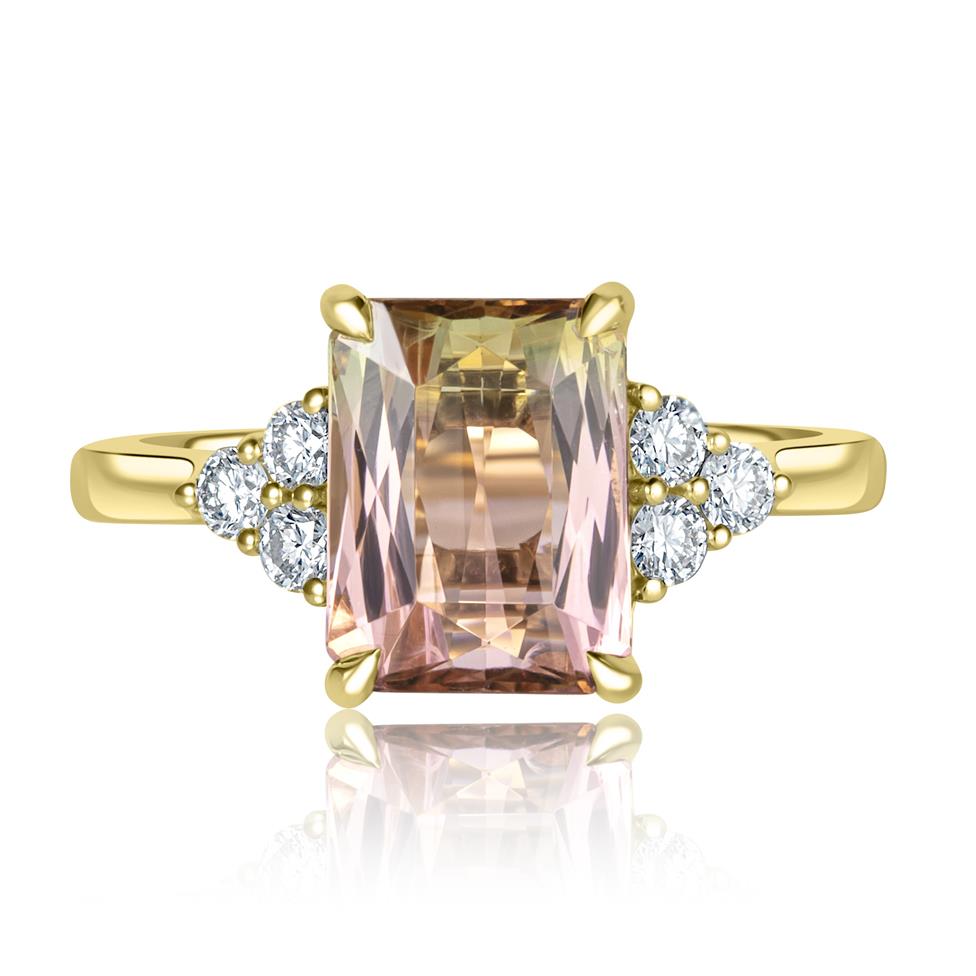 18ct Yellow Gold Watermelon Tourmaline Dress Ring Thumbnail Image 2