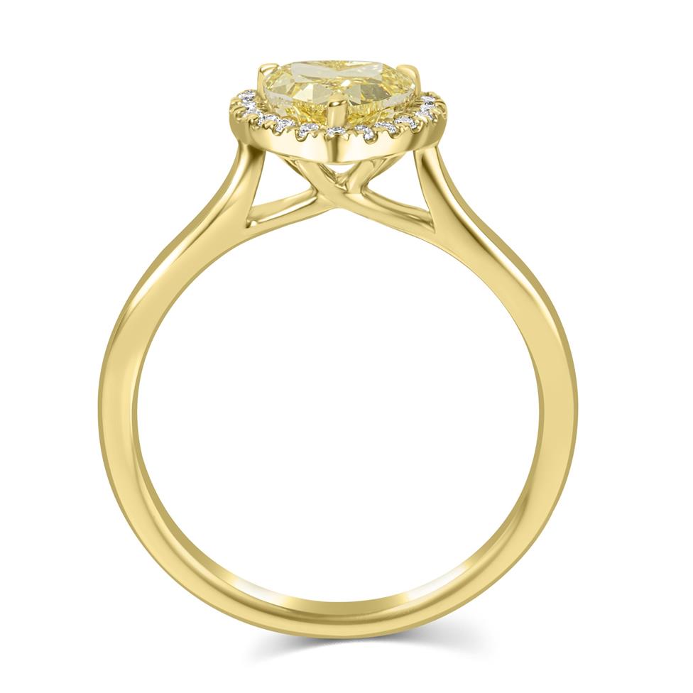 18ct Yellow Gold Heart Cut Yellow Diamond Halo Engagement Ring 0.94ct Thumbnail Image 2