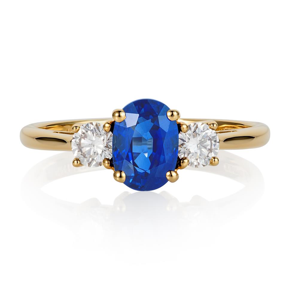 18ct Yellow Gold Oval Sapphire and Diamond Ring Thumbnail Image 0