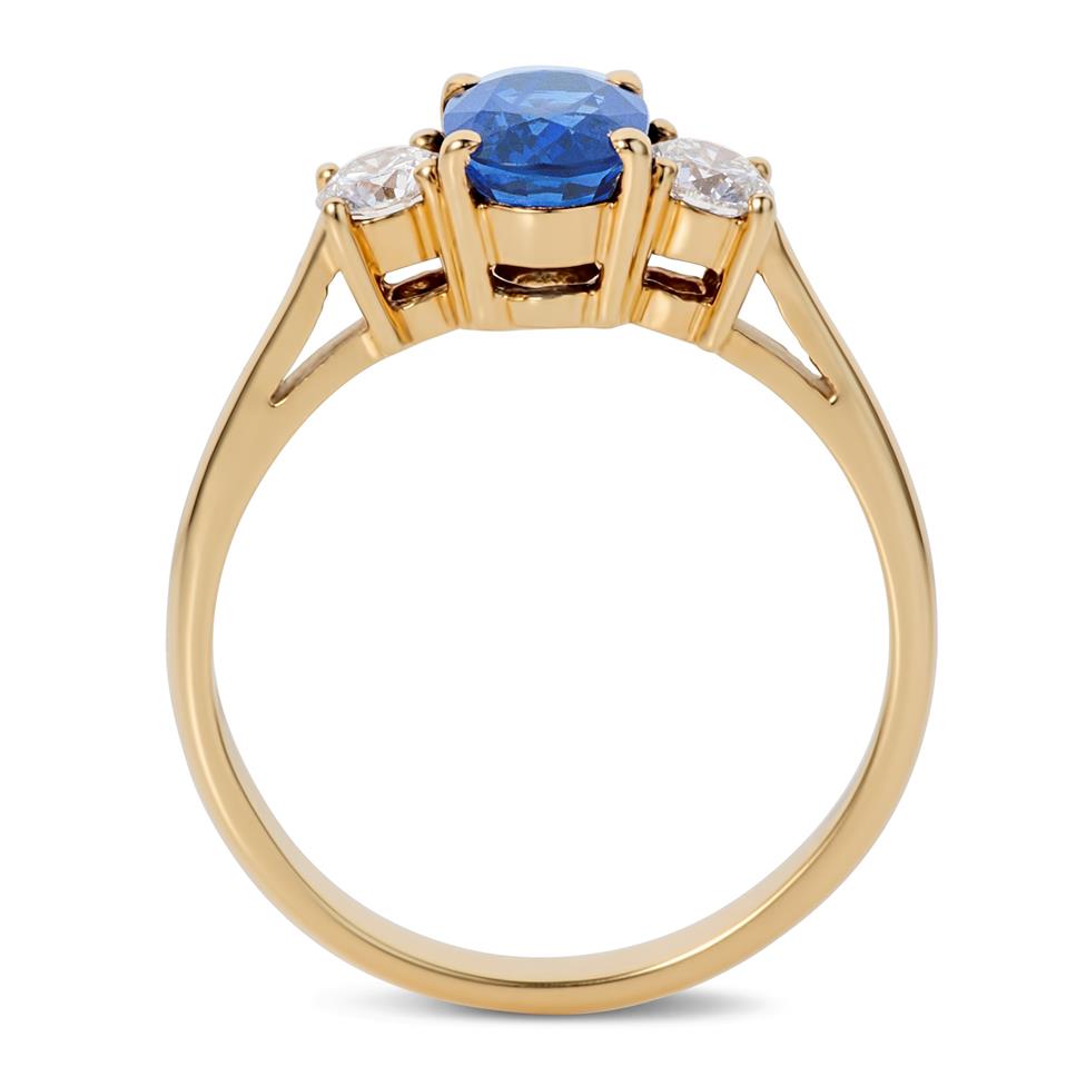 18ct Yellow Gold Oval Sapphire and Diamond Ring Thumbnail Image 2
