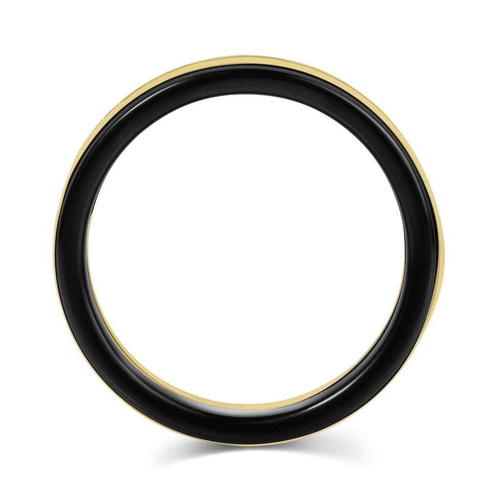 Black Zirconium and 18ct Yellow Gold Lined Wedding Ring Thumbnail Image 2