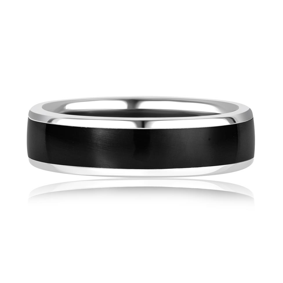 Platinum and Black Zirconium Centre Wedding Ring Thumbnail Image 1