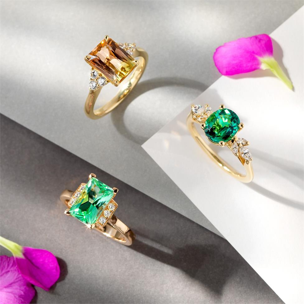 18ct Yellow Gold Watermelon Tourmaline Dress Ring Thumbnail Image 1