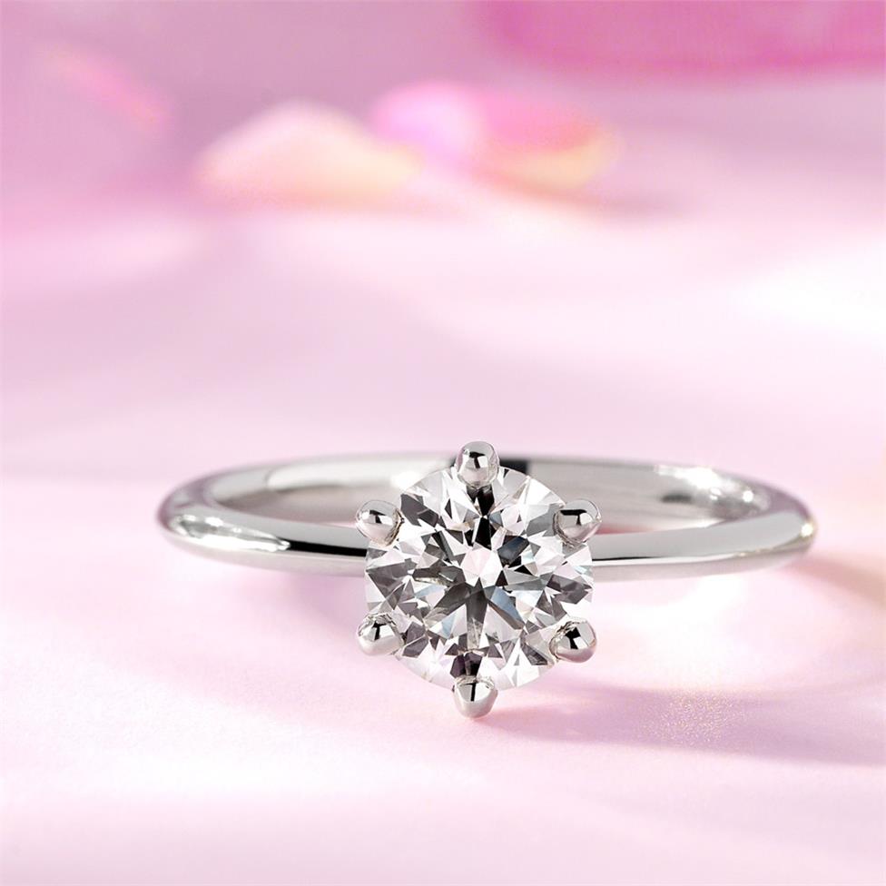 Platinum Six Claw Diamond Solitaire Engagement Ring 1.30ct Thumbnail Image 1