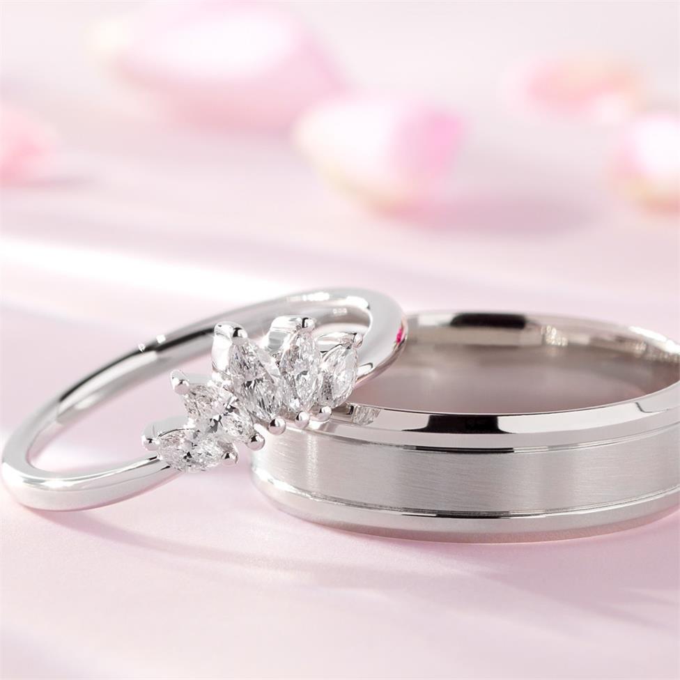 Platinum Bevel Detail Wedding Ring Thumbnail Image 1