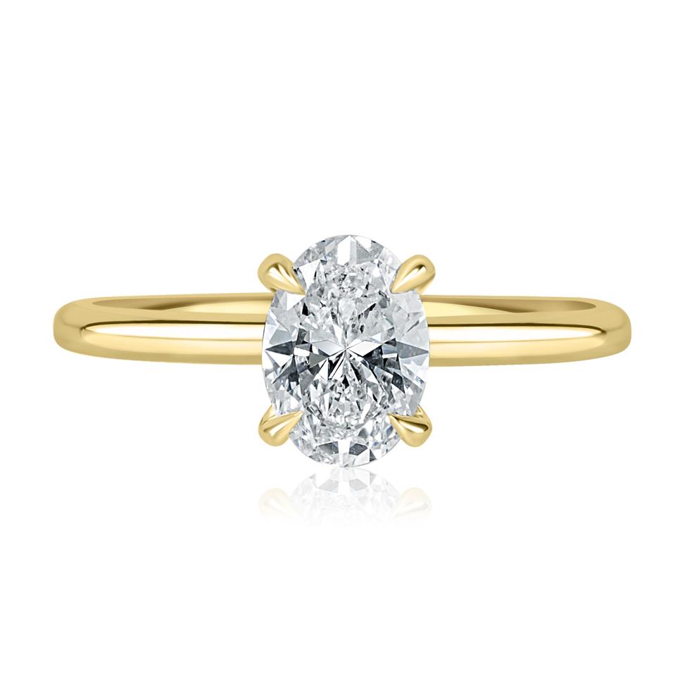 18ct Yellow Gold Oval Diamond Solitaire Engagement Ring 1.00ct Thumbnail Image 1