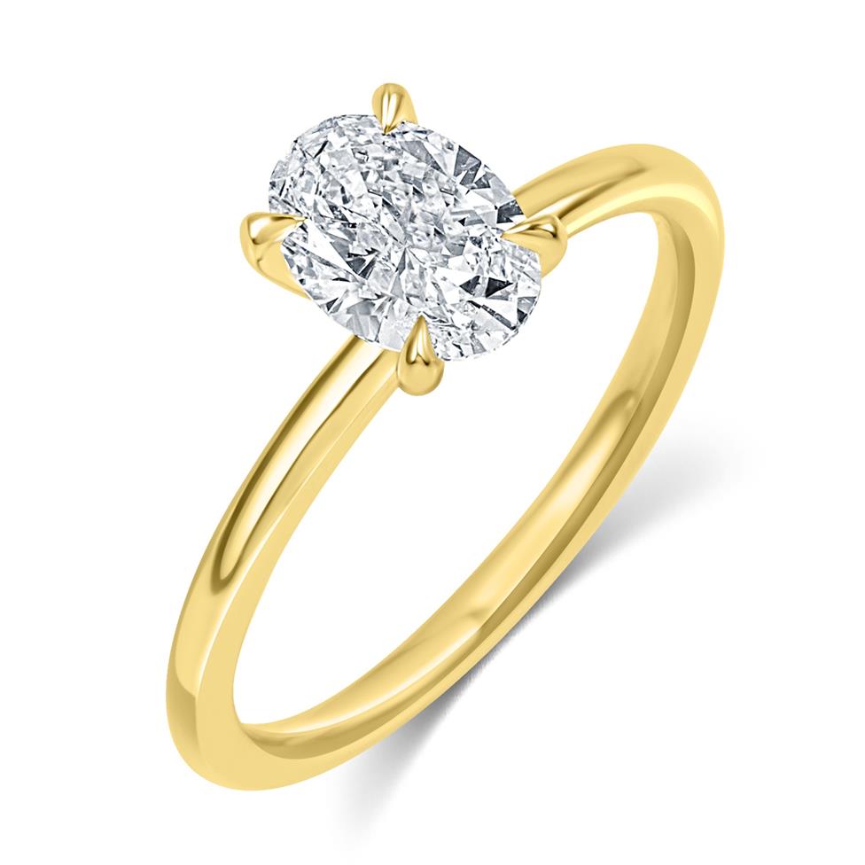 18ct Yellow Gold Oval Diamond Solitaire Engagement Ring 1.00ct Thumbnail Image 0