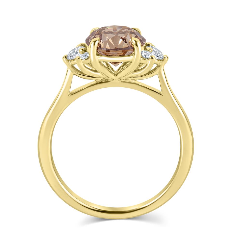 18ct Yellow Gold Round Cognac Diamond Engagement Ring Thumbnail Image 2