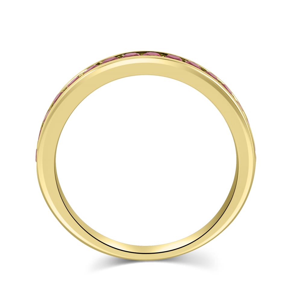 18ct Yellow Gold Ruby Channel Half Eternity Ring  Thumbnail Image 2