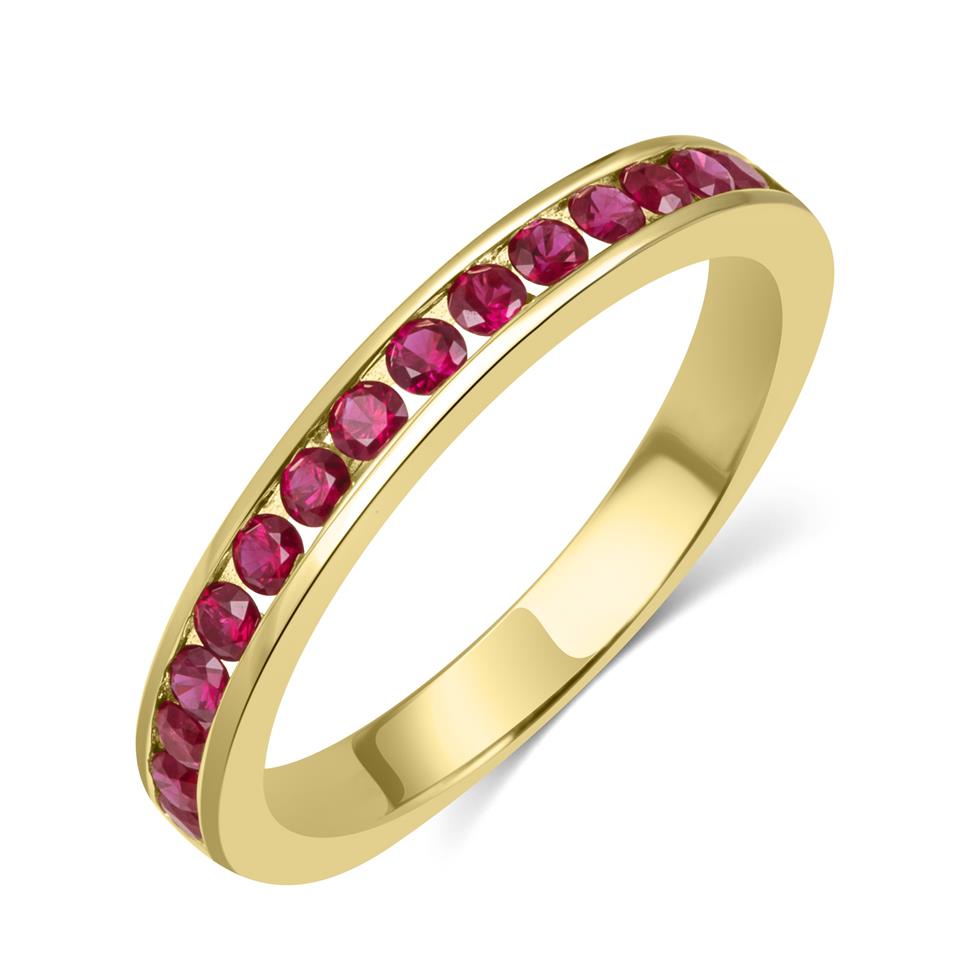 18ct Yellow Gold Ruby Channel Half Eternity Ring  Thumbnail Image 0