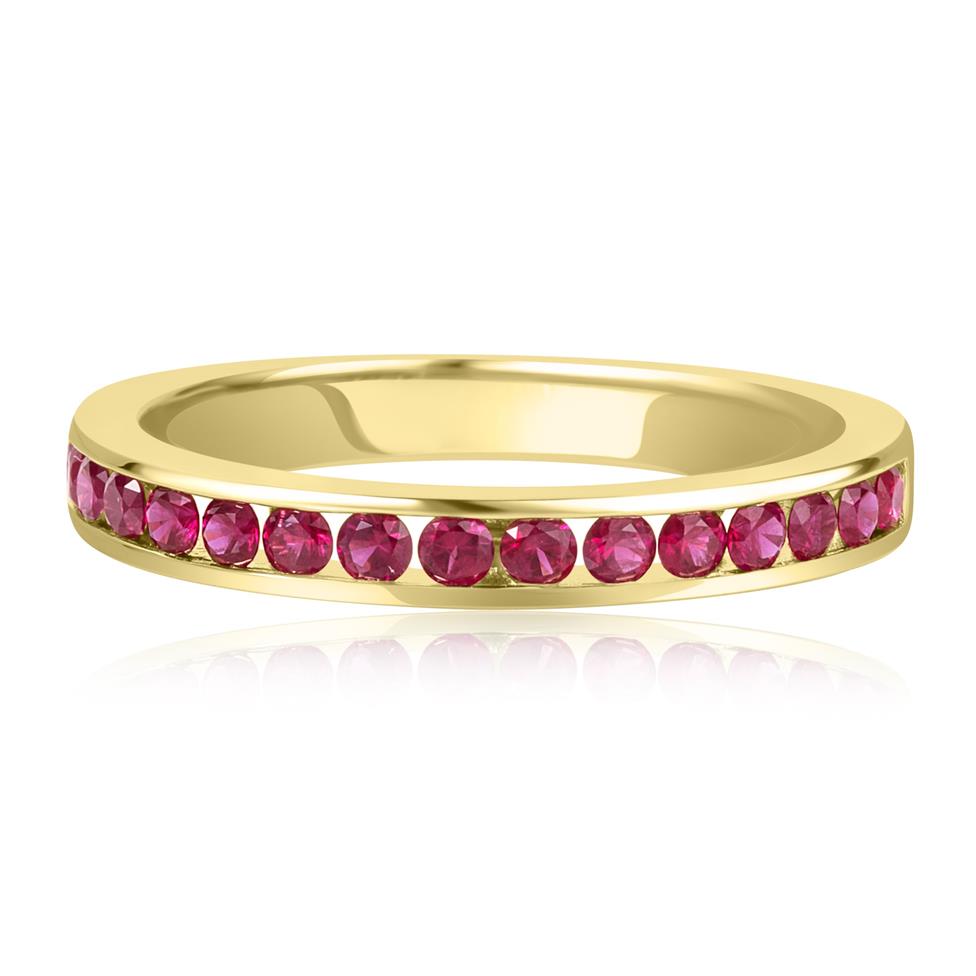 18ct Yellow Gold Ruby Channel Half Eternity Ring  Thumbnail Image 1