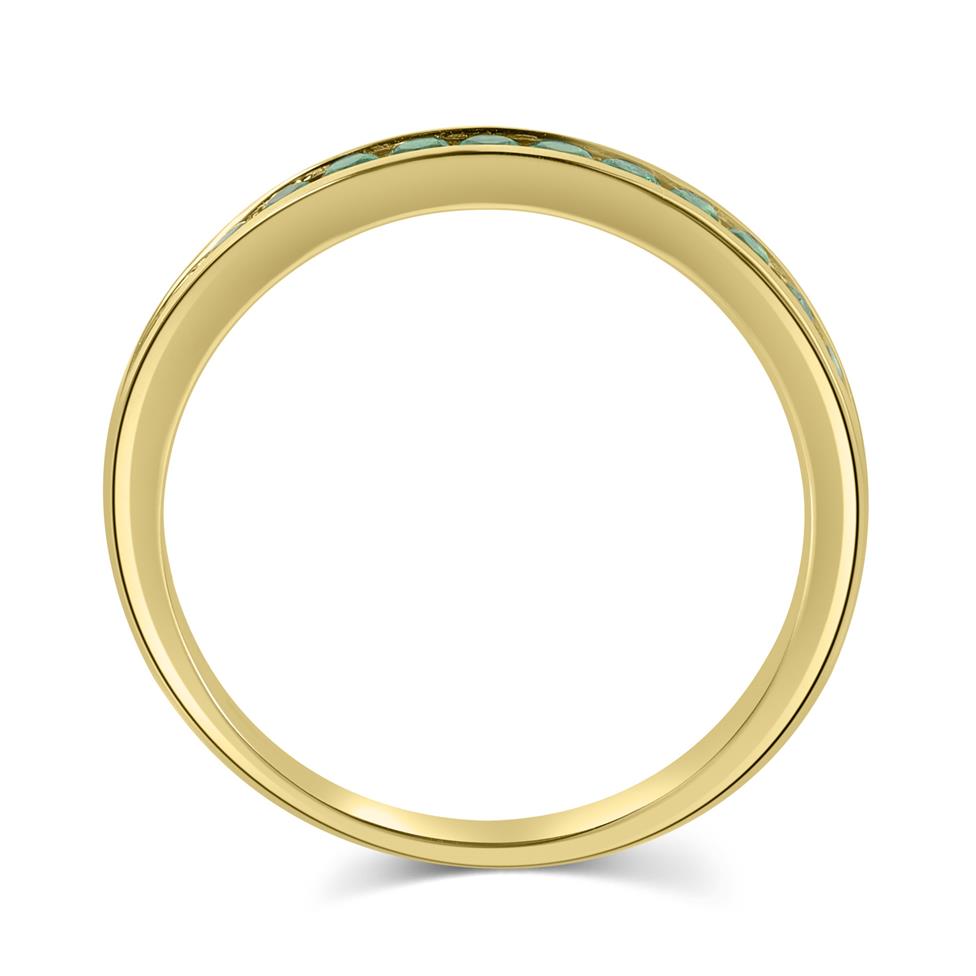 18ct Yellow Gold Emerald Channel Half Eternity Ring Thumbnail Image 2