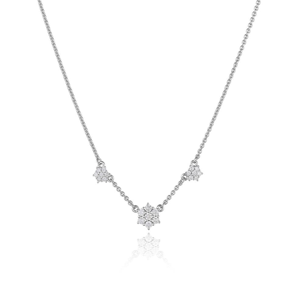 18ct White Gold Diamond Cluster Necklace Thumbnail Image 0